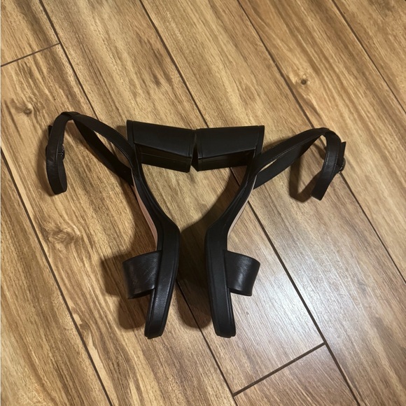 Clarks Black Open-Toe Heels with Ankle Strap - Picture 3 of 12